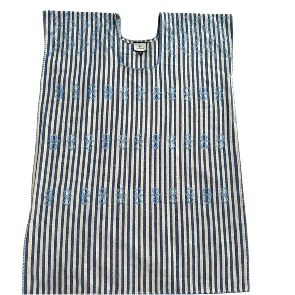 Tuckernuck Blue Stripe Mini Sullivan Embroidered Canvas Caftan Cover Up Size M - Picture 4 of 8